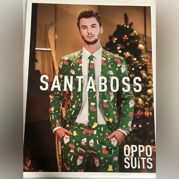OPPOSUITS Santa Boss Novelty Costume Christmas Party Holiday Green Red Outfit - Picture 2 of 16